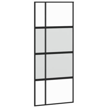 vidaXL Schuifdeur 90x205 cm gehard glas en aluminium zwart