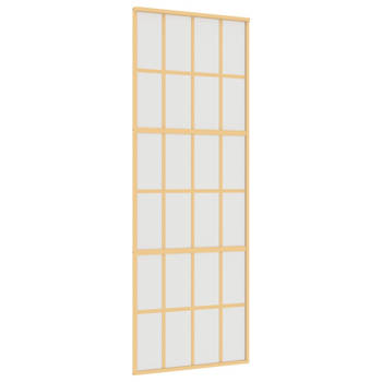 vidaXL Schuifdeur 76x205 cm mat ESG-glas en aluminium goudkleurig