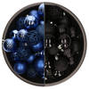 74x stuks kunststof kerstballen mix zwart en kobalt blauw 6 cm - Kerstbal