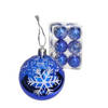 Kerstballen gedecoreerd - 18x st - 6 cm - kunststof - blauw - Kerstbal