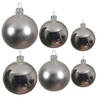 Glazen kerstballen pakket zilver glans/mat 16x stuks diverse maten - Kerstbal
