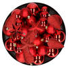 Kerstversiering kunststof kerstballen rood 6-8-10 cm pakket van 62x stuks - Kerstbal