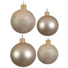 Glazen kerstballen pakket champagne glans/mat 38x stuks 4 en 6 cm - Kerstbal