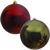 Kerstversieringen set van 6x grote kunststof kerstballen rood en groen 14 cm glans - Kerstbal