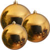 3x Grote gouden kerstballen van 14/20/25 cm glans van kunststof - Kerstbal
