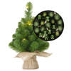 Mini kerstboom/kunstboom met verlichting 45 cm en inclusief kerstballen groen - Kunstkerstboom