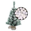 Besneeuwde mini kerstboom/kunst kerstboom 35 cm met kerstballen wit - Kunstkerstboom
