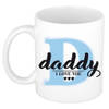 Bellatio Decorations Vaderdag cadeau koffiemok Daddy I Love You - blauw - 300 ml - feest mokken