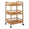 5Five Keukentrolley/kast - bruin - bamboe hout - 80 x 45 x 38 cm - 3 niveaus - Opberg trolley
