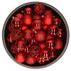 37x stuks kunststof kerstballen rood 6 cm mix - Kerstbal