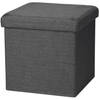 Urban Living Poef/hocker - opbergbox zit krukje - donkergrijs - polyester/mdf - 38 x 38 cm - opvouwbaar - Poefs