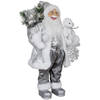 Kerstman beeld - H60 cm - zilver - staand - kerstpop - Kerstman pop