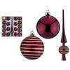 Krist+ kerstballen set - incl. piek - wijn rood - kunststof -19-delig - Kerstbal