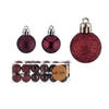 Krist+ mini kerstballen - 24x stuks - wijn/bordeaux rood - kunststof -3 cm - Kerstbal