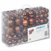 Relaxdays kerstballen - 100x st - bruin - 3, 4 en 6 cm - kunststof - Kerstbal