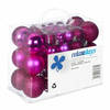 Relaxdays kerstballen - 50x st - fuchsia roze - 3, 4 en 6 cm - kunststof - Kerstbal