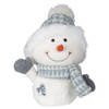 Pluche decoratie sneeuwpop - 27 cm - blauw - met sjaal en muts - Kerstman pop