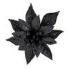 Cosy and Trendy kerst bloem op clip - zwart -8 cm - glitters - Kersthangers