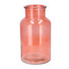 DK Design Bloemenvaas melkbus fles - helder glas koraalroze - D15 x H26 cm - Vazen