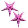 2x Roze kerststerren 60 cm - Hangdecoratie