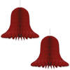 2x Kerst/feest decoratie klokken bordeaux rood 30 cm - Hangdecoratie