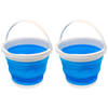 Concorde emmer opvouwbaar - 2x - 5L - blauw/wit - kunststof en rubber - Emmers