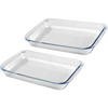 Chef Traiteur Ovenschaal van borosilicaat glas - 2x - rechthoek - 1.6 Liter - 30 x 18 x 5 cm - Ovenschalen