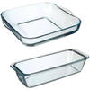 Ovenschalen set 2x formaten - Glas - 29 x 29 cm/31 x 12 cm - Ovenschalen