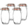 Urban Living Voorraadpot/bewaarpot - 4x - 1.3L - glas - met beugelsluiting - D13 x H22 cm - Voorraadpot