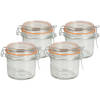 Urban Living Voorraadpot/bewaarpot - 4x - 200 ml - glas - met beugelsluiting - D8 x H8 cm - Voorraadpot