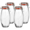 Urban Living Voorraadpot/bewaarpot - 4x - 1.9L - glas - met beugelsluiting - D12 x H25 cm - Voorraadpot