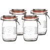 Urban Living Voorraadpot/bewaarpot - 4x - 1L - glas - met beugelsluiting - D14 x H17 cm - Voorraadpot