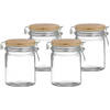 Urban Living Voorraadpot/bewaarpot - 4x - 700 ml - glas - met beugelsluiting - bamboe deksel - Voorraadpot