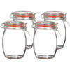 Urban Living Voorraadpot/bewaarpot - 4x - 1L - glas - met beugelsluiting - D10 x H17 cm - Voorraadpot