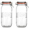 Urban Living Voorraadpot/bewaarpot - 2x - 2L - glas - met beugelsluiting - D14 x H27 cm - Voorraadpot