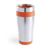 Warmhoudbeker/thermos isoleer&nbsp;koffiebeker/mok - RVS - zilver/oranje - 450 ml - Thermosbeker