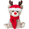 Pluche rendier knuffel - 25 cm - met rode muts en sjaal - knuffeldier - Knuffelpop