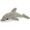 Inware pluche dolfijn knuffeldier - grijs/wit - zwemmend - 32 cm - Knuffel zeedieren