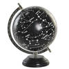 Decoratie wereldbol/globe sterrenhemel zwart op aluminium voet 28 x 22 cm - Wereldbollen