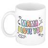 Bellatio Decorations Moeder/mama cadeau mok - I love you - pastel - 300 ml - moederdag/verjaardag - feest mokken