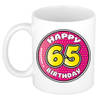 Bellatio Decorations Verjaardag cadeau mok - 65 jaar - roze - 300 ml - keramiek - feest mokken