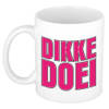 Bellatio Decorations Afscheid cadeau mok collega - dikke doei - roze - 300 ml - keramiek - feest mokken