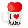 Moederdag cadeautje I love mama mok met rode hartjes stressbal - feest mokken