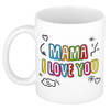 Bellatio Decorations Moeder/mama cadeau mok - I love you - multi - 300 ml - moederdag/verjaardag - feest mokken