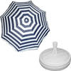 Parasol - Blauw/wit - D120 cm - incl. draagtas - parasolvoet - 42 cm - Parasols