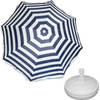 Parasol - Blauw/wit - D180 cm - incl. draagtas - parasolvoet - 42 cm - Parasols