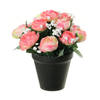 Louis Maes Kunstbloemen plant in pot - roze/wit tinten - 20 cm - Bloemenstuk ornament - Kunstbloemen