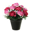 Louis Maes Kunstbloemen plant in pot - roze/wit tinten - 20 cm - Bloemenstuk ornament - Kunstbloemen