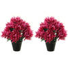 Louis Maes Kunstbloemen plant in pot - 2x - cerise roze tinten - 28 cm - Bloemenstuk ornament - Chrysanten - Kunstbloeme