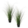 Louis Maes Quality kunstplant - 2x - Siergras bush - donkergroen - H65 cm - in pot - Kunstplanten
